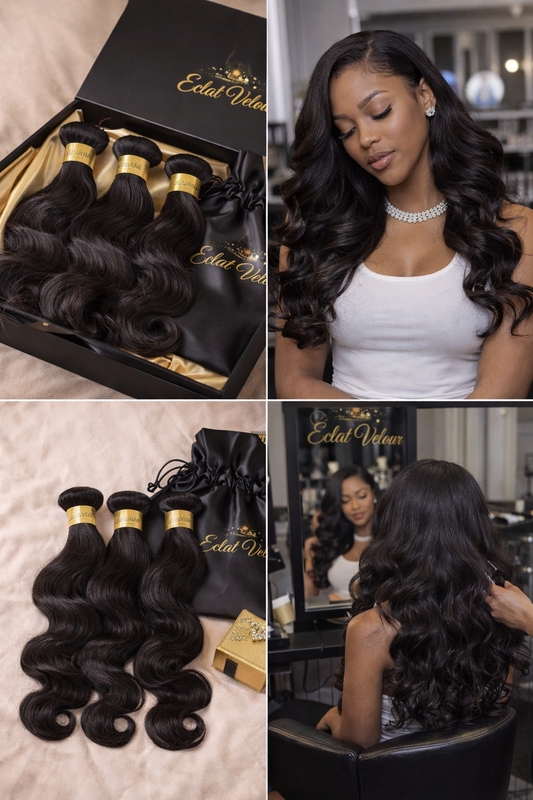 Éclat Velour Body Wave Hair Bundles – 100% Human Hair (3 Bundles)
