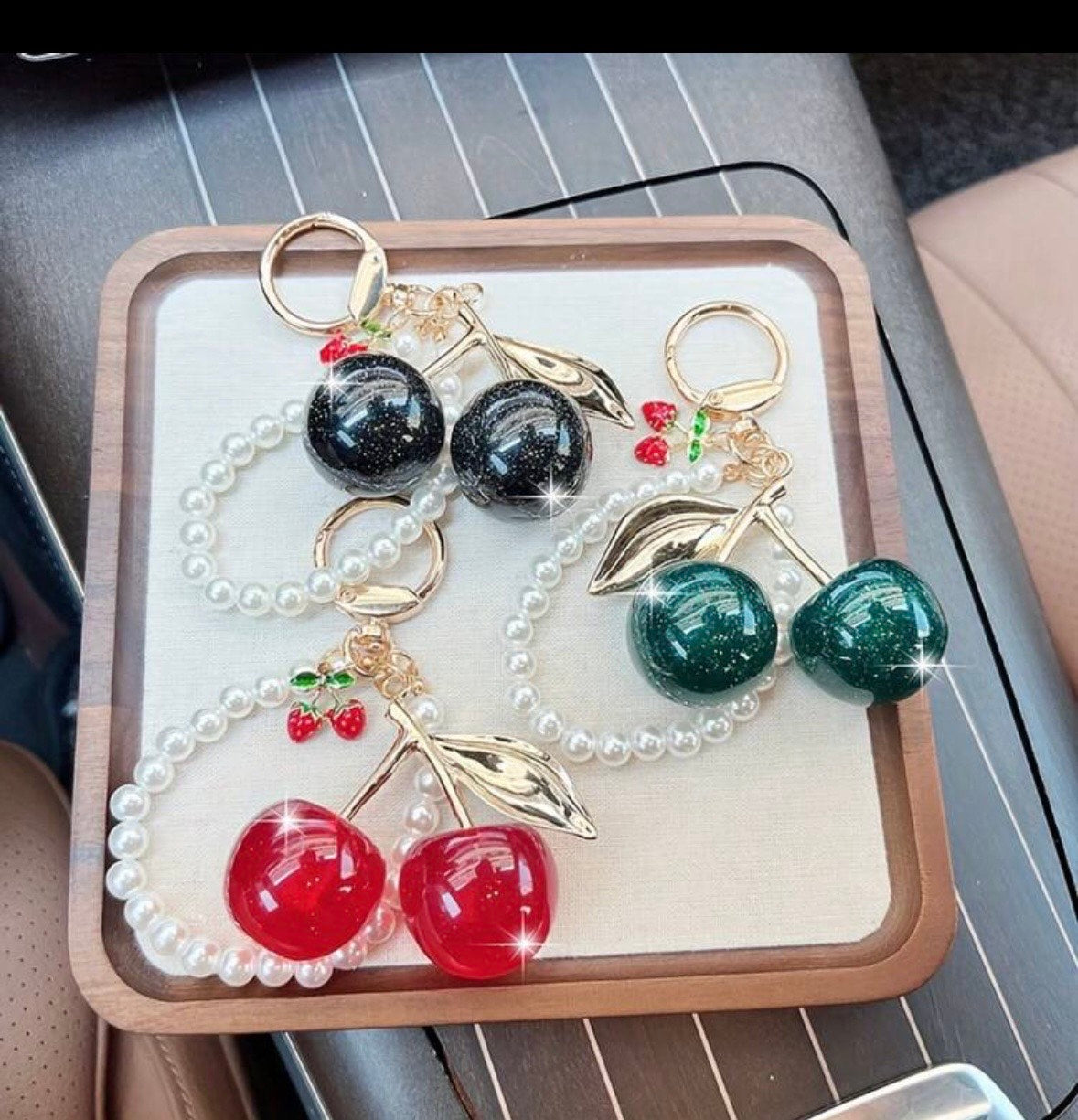 Cherry Pearl Keychain – Luxury Bag Charm