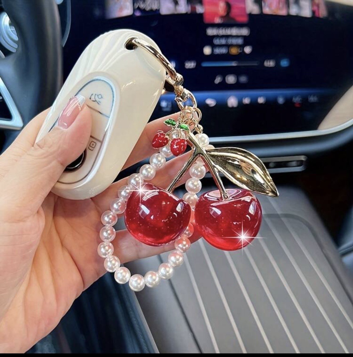 Cherry Pearl Keychain – Luxury Bag Charm