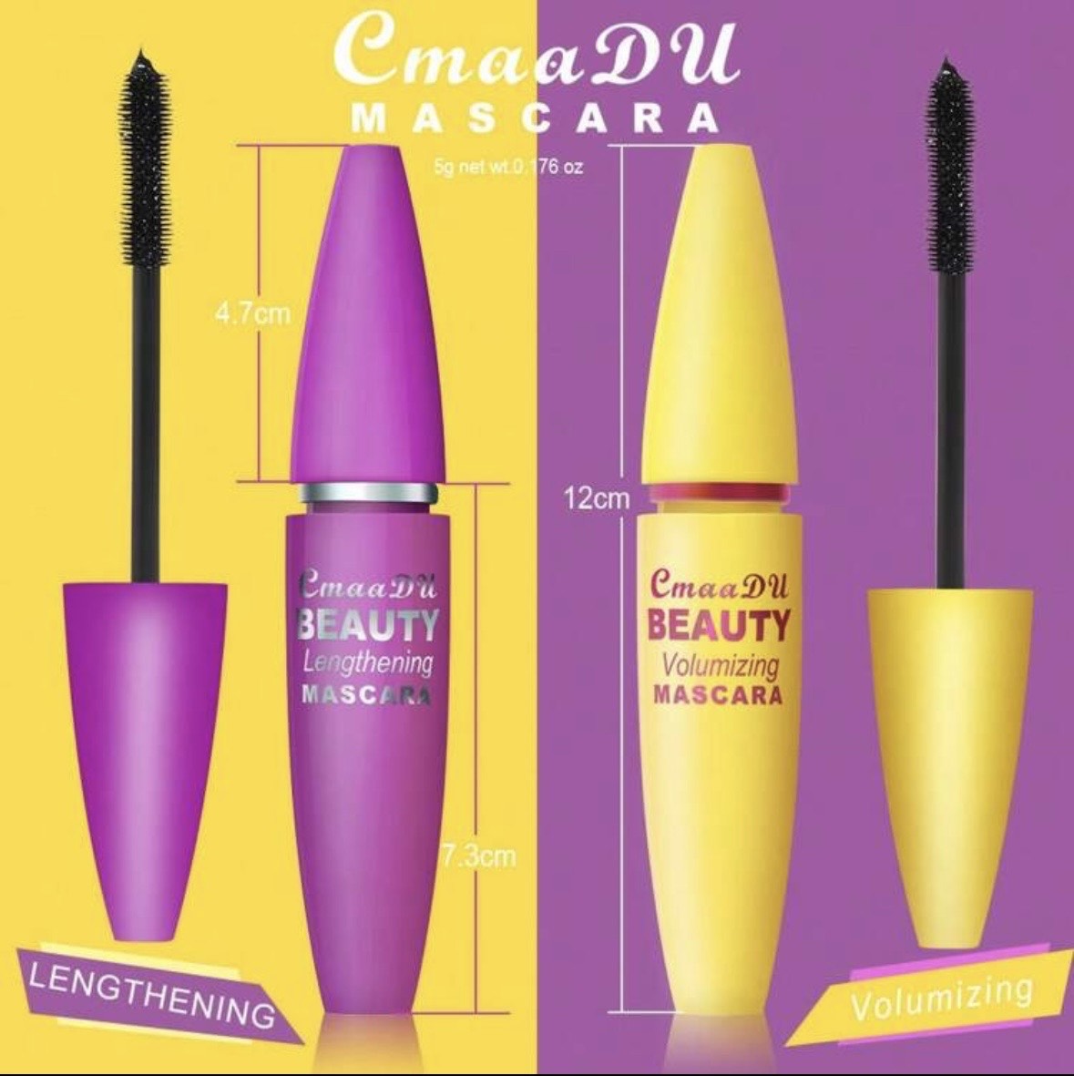 CMAADU Beauty Lengthening & Volumizing Mascara – Pack of 2