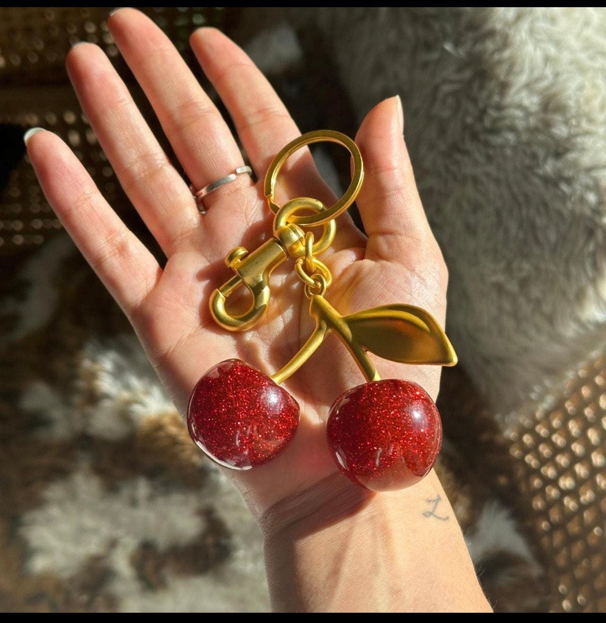 Cherry Pearl Keychain – Luxury Bag Charm