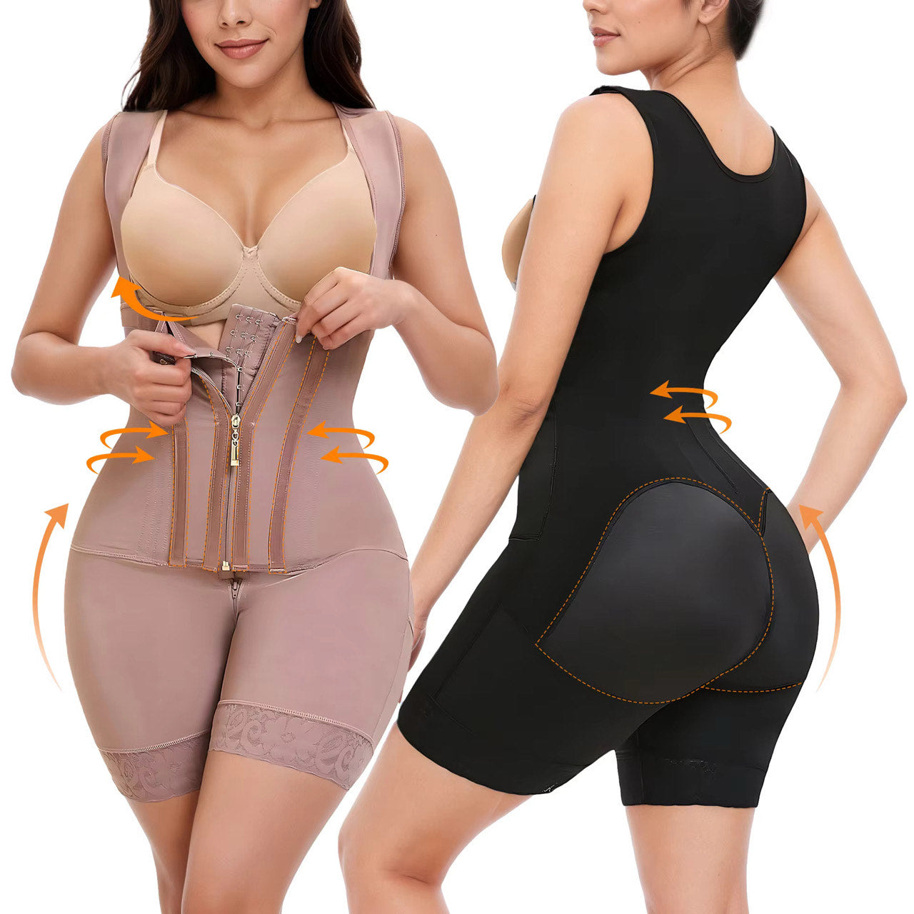 Full Body Shaper with Zipper – Waist Trainer & Tummy Control Bodysuit